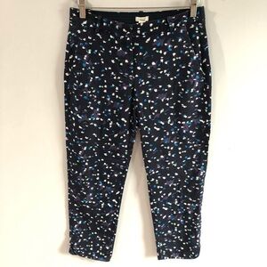 JCrew Printed Cropped Tencel Pants Career Navy